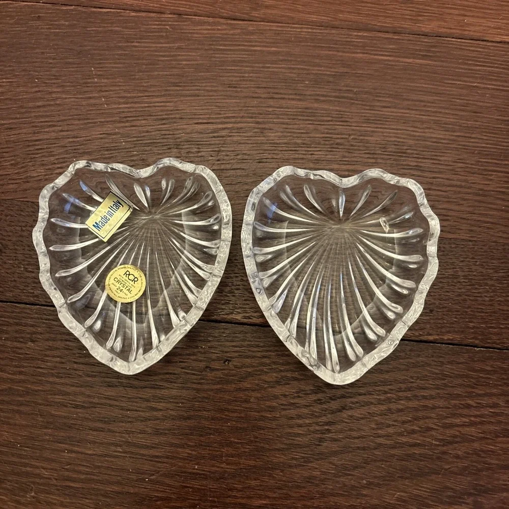 Vintage Crystal Heart Shaped Interlocking Trinket Jewlery Box RCR Made In Italy